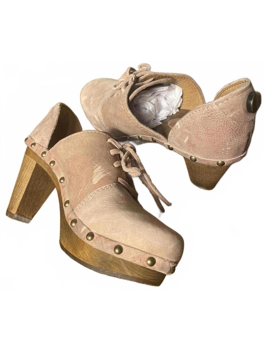 Sanita Clogs Danish Women's 35 Pink Suede Mules Wooden Boho